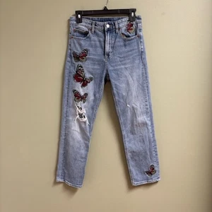 Lucky Brand Damen Y2K Jeans Bridgette Straight Größe 26 Schmetterling bestickt - Bild 1 von 13