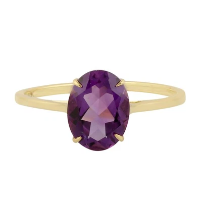 Bague solitaire en or 10 carats et améthyste pour femmes délicates pierres pr... - Photo 1/4