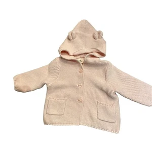 Baby Gap Pink Milkshake Teddy Bear Sweater in Cotton a size infant 3-6 Months - Picture 1 of 5