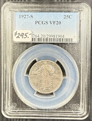 1927-S 25C PCGS VF20 Gen 5 Holder - Image 1 of 3