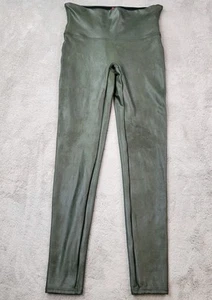 Spanx Faux Leather Leggings Womens Green Large High Waisted Pull On Stretch - Picture 1 of 8