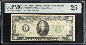 1934 B Fr 2056-F* $20 Federal Reserve Star Note Atlanta Certified PMG VF25 - Picture 1 of 2