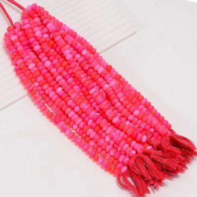 Cuentas lisas con forma de rondelle de piedras preciosas de ópalo rosa 7X7 8X8 mm hilo 8" AB-975 Foto 1 de 4