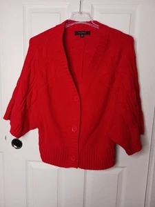 Cárdigan Nine West Rojo Tejido con Cable, Ala de Murciélago Profunda V, Cierre de Botones XL SUÉTER  - Imagen 1 de 8
