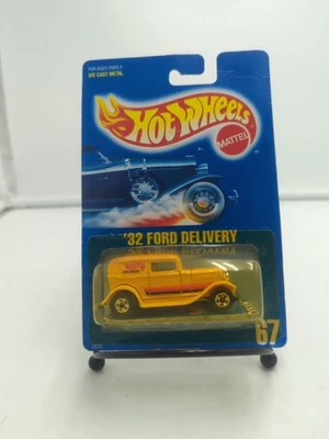 Tarjeta azul Hot Wheels 1989 '32 Ford Delivery Collector 67 amarillo 7672 BW pliegue Foto 1 de 3