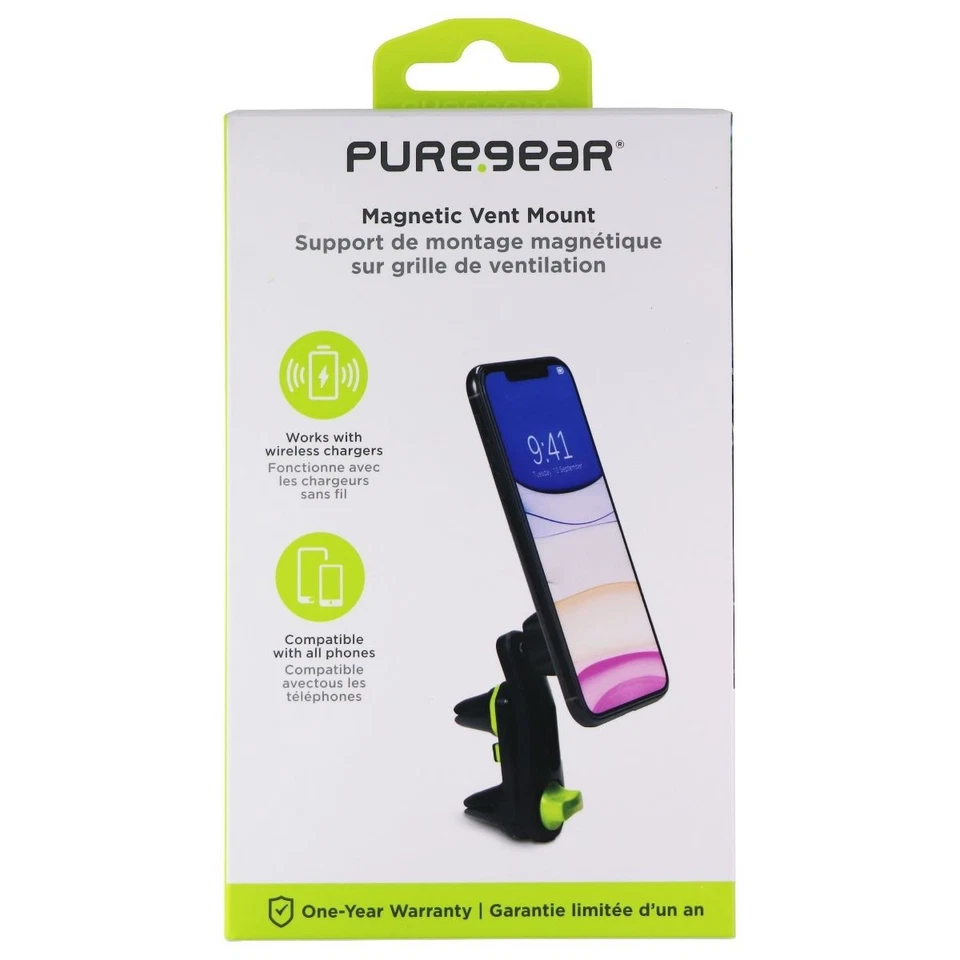 PureGear Magnetic Vent Mount for All Smartphones - Black (63302pg)
