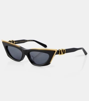 Valentino V-GOLDCUT-I VLS-113A Black/Yellow Gold/Dark Grey AR 55-17-142 Sunglass - Image 1 of 4