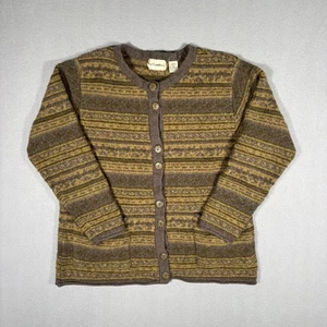 Vintage Putumayo Cardigan Women’s Medium Brown Will blend Fair Isle Sweater - Picture 1 of 11