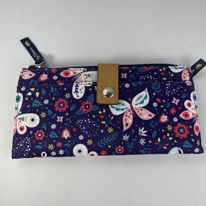 Lily Bloom Large Travel Wallet Organizer & Coin Purse Floral Eco Friendly Purple - Picture 1 of 12
