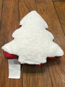 Christmas/Holiday winter wonder Santa's workshop White/Plaid Tree plush pillow - Picture 1 of 7