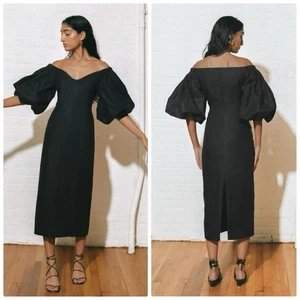 Vestido para mujer Mara Hoffman Namari negro mezcla de lino talla 4 - Imagen 1 de 9