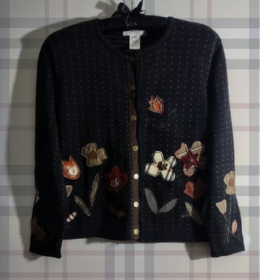 De Colección Años 90 Susan Bristol Suéter Cottagecore Nova Cuadros Floral Boho Hada Cárdigan  Foto 1 de 3