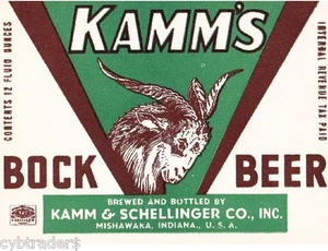 Kamm's Bock Beer Label  Refrigerator / Tool Box Magnet Mishawaka, IN - Picture 1 of 1