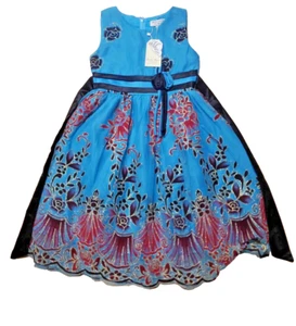  Girls Fancy Elegant Blue Dress Party Holiday Size 5/6 NEW W TAGS Richie House - Picture 1 of 4