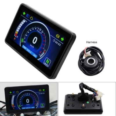 12V Motorcycle Speedometer Odometer Tachometer RPM Speed Meter Fuel LCD Gauge - Imagem 1 de 4