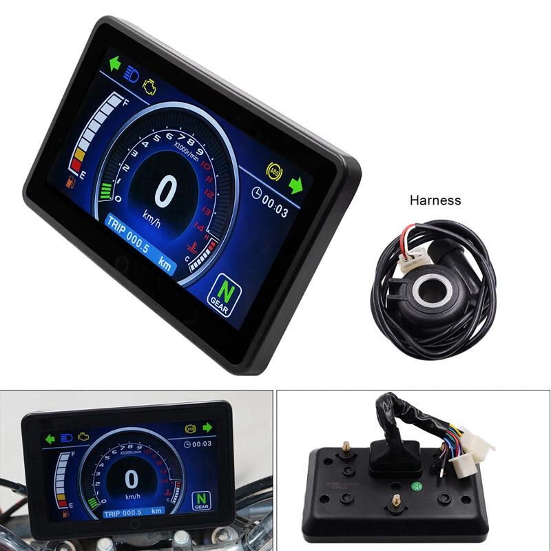 12V Motorcycle Speedometer Odometer Tachometer RPM Speed Meter Fuel LCD Gauge Foto 1 de 4