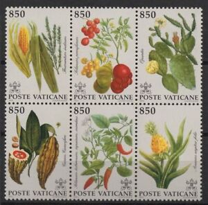 Vatican 1992 Sc# 910 Mint MNH New World plants crop anana cocoa block of stamps