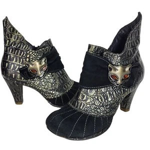 Botines Miaow Cat Irregular Choice negros y dorados para mujer talla 40 - Imagen 1 de 13