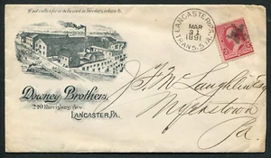 LANCASTER, PA ~ DOWNEY BROTHERS ~ ILLUS. ADV. COVER 1891 - Picture 1 of 2