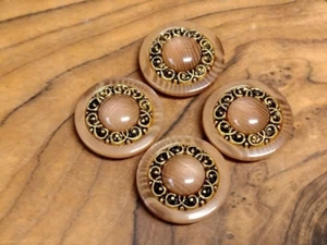 Paquete de 4 botones de resina color marrón 23 mm botones especiales vintage - Imagen 1 de 5