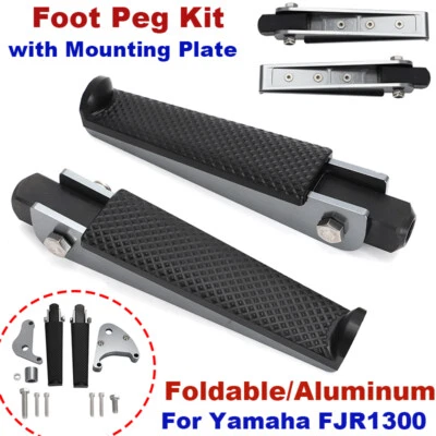 For Yamaha FJR1300 Folding Foot Pegs with Mounting Plate Kit FJR1300A FJR1300AE — 第 1/4 张图片