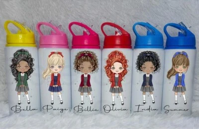 Girls Kids Personalised Metal Water Bottle Back to School Gift Party Gift Bags - Image 1 of 4