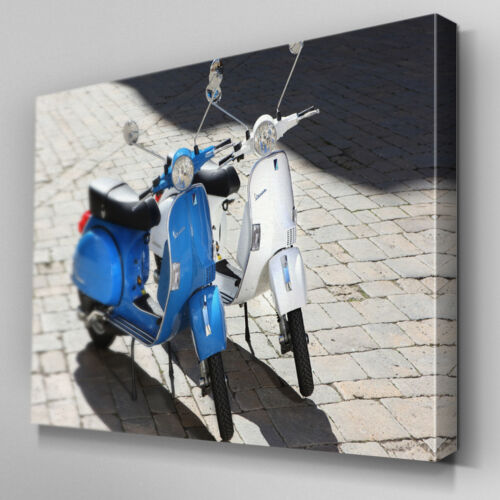 Cars490 Two Vespa PX200 On Street Canvas Art Ready to Hang Picture Print