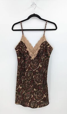 Vintage Victoria's Secret Slip Women’s M Green Red Paisley Nightie Chemise - Image 1 of 4