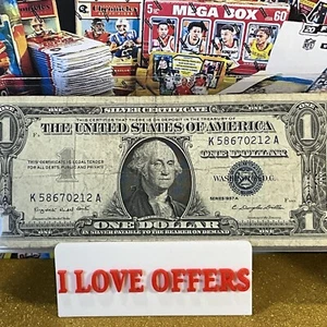 1957 A NOTE ONE DOLLAR 1 $ BILL BLUE SEAL SILVER CERTIFICATE US MONEY VINTAGE - Picture 1 of 8