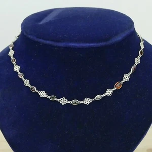 Handmade Natural Floral Tourmaline and Garnet 925 Silver Necklace - Picture 1 of 1