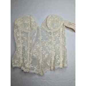 Vintage 1960s Womens Sz 36A Full Lace Corset top Ivory Style 313 NEW