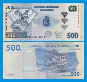 Congo Democratic Republic 500 Francs P 96d 2022 UNC ( P 96 d ) New Signature - Picture 1 of 1