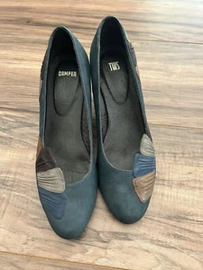Camper TWS Womens Sz 36 Blue Heels Funky Artsy Pumps Flower Shoes - Picture 1 of 9