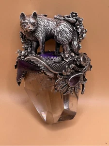 Vintage Crystal Inclusion Sterling Silver With Gemstones Art Navajo Indian - Picture 1 of 16