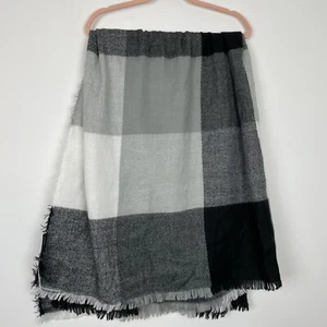 Charlotte Daniel Buffalo Plaid Black White Blanket Scarf 56x 56” - Picture 1 of 5