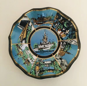 Walt Disney World Magic Kingdom Vintage 70’s 7” Ruffled Glass Candy Dish Ashtray - Picture 1 of 11