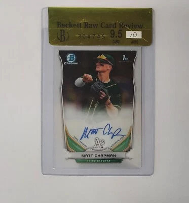 2014 Bowman Chrome Auto RC Matt Chapman Bgs Raw 9.5/10 - Image 1 of 2