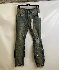 PURPLE BRAND Double Panels Flare Destroy Jeans Men's Size 29 Mid Indig - Picture 1 of 6