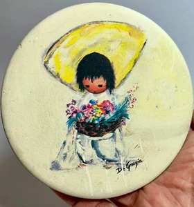 Ted DeGrazia Untersetzer Indianer Junge, "The Flower Boy", Künstler signiert - Bild 1 von 4