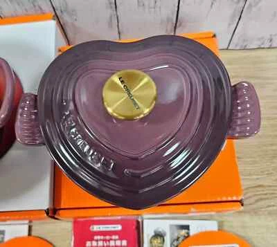 Le Creuset Cocotte D'amour 7.8 in Fig Gold knob 2qt Heart Cocotte Cast Iron NIB - Image 1 of 4