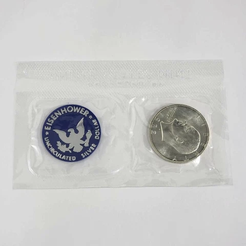 (1) 1972 S US Mint Eisenhower 40% Silver Dollar MS/UNC Coin * CELLO PACK ONLY * Cover