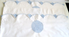 Vintage Pair Feather PILLOWCASES Handmade Large 24"x34" Initial P cutwork blue