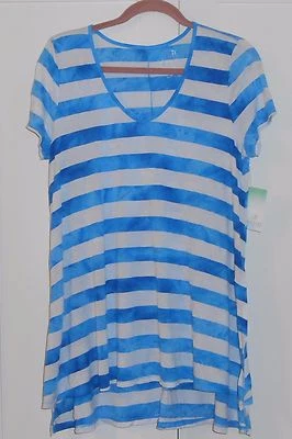 CAMISETA SWING MUJER DECREE AZUL A RAYAS MANGA CORTA - TALLA MEDIANA JUNIORS Foto 1 de 2