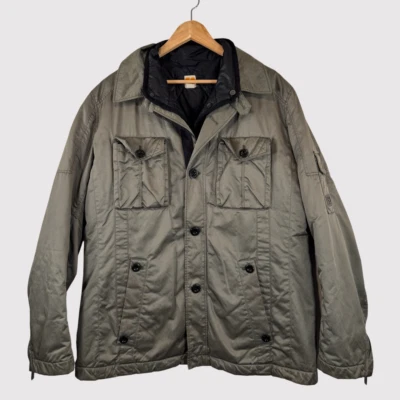 Chaqueta DE COLECCIÓN HUGO BOSS Naranja Para Hombre Gris Utilidad Cremallera Completa Acolchada Forrada 44R Foto 1 de 4