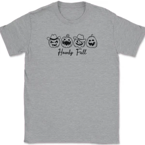 Howdy Herbst T-Shirt lustig Thanksgiving Urlaub Blätter Cowboystiefel Hut Tee - Bild 1 von 7
