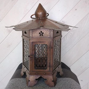 Hanging Lantern Antique Traditional Japanese Hexagonal Lattice TORO - Picture 1 of 9