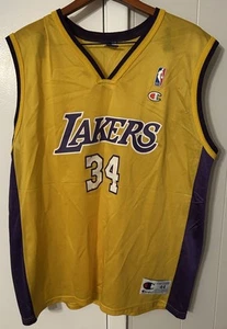 Vtg Champion Shaq O’Neal #34 LA Lakers NBA Jersey Mens Sz Lg 44 Basketball - Picture 1 of 7
