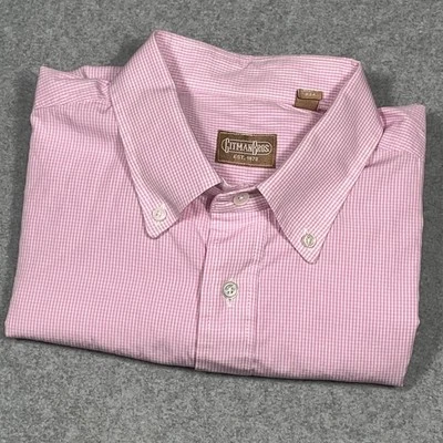 Camisa de vestir Gitman Bros para hombre grande 17,5/35 rosa a rayas algodón manga larga EE. UU. Foto 1 de 4