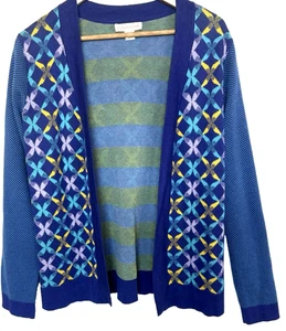 Coldwater Creek Geometric Artsy Knit Cardigan Pullover Gr. M Baumwolle Preppy Light - Bild 1 von 10