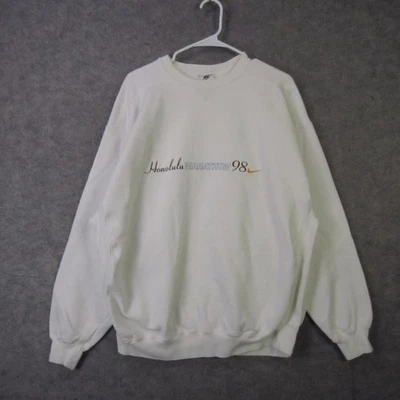 Sudadera De Colección Nike Honolulu Marathon 98 Cuello Redondo Para Hombre Grande Blanca EE. UU. 1990s Foto 1 de 4